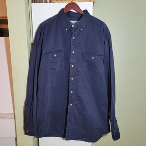 Carhartt heavy duty cotton utility workshirt collar shirt navy blue XL tall